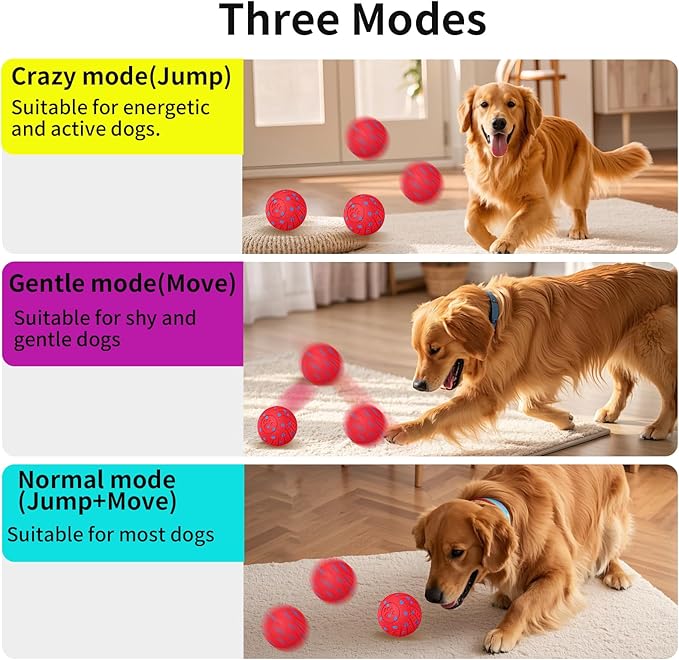 Smart Interactive Dog Toys, Activated Moving, Bouncing, Rotating Ball for Medium/Large Dogs, Motion-Activated Dog Ball to Keep Them Busy, IP54 Waterproof & E-TPU, Fun & Engaging Dog Gift