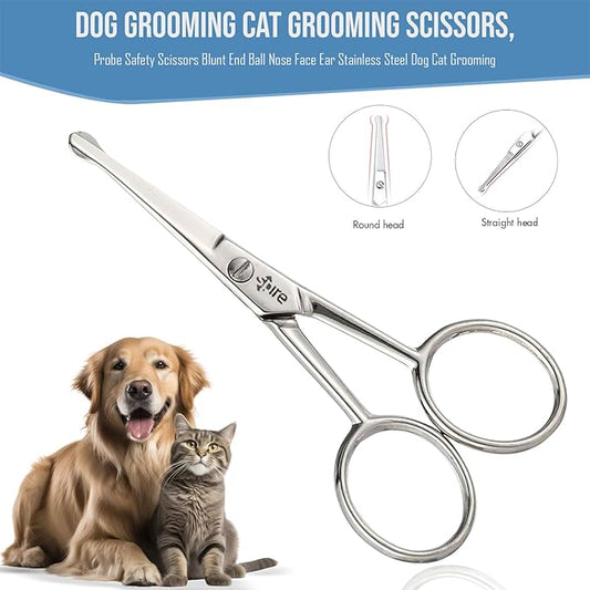 Baby Nail Scissors with Rounded Probe. Trimming shears also used for Manicure Pedicure Fingernails Toenails Nose Eyebrows Eyelashes Ear Moustache for Men & Women. Good for Dogs Pets & Cats as well.