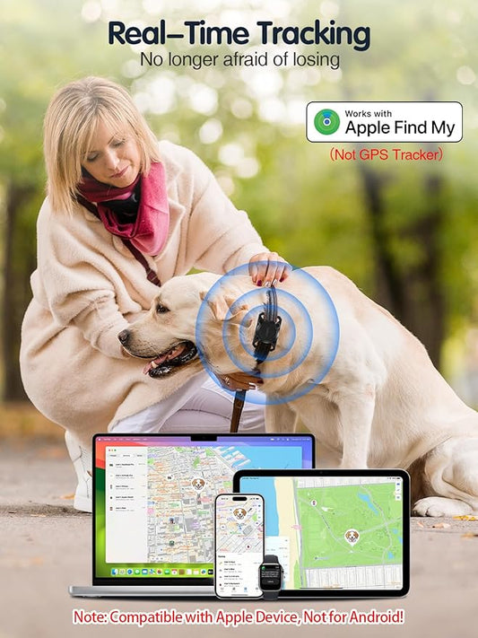 TopMade Smart Pet Tracker with Collar Holder, Cat Dog Tracker Compatible with Apple Find My, Anti-Lost Device Find Tag for Dogs, Cats, Pets, Luggage, Bag Straps, Not a GPS Tracker, Gunmetal
