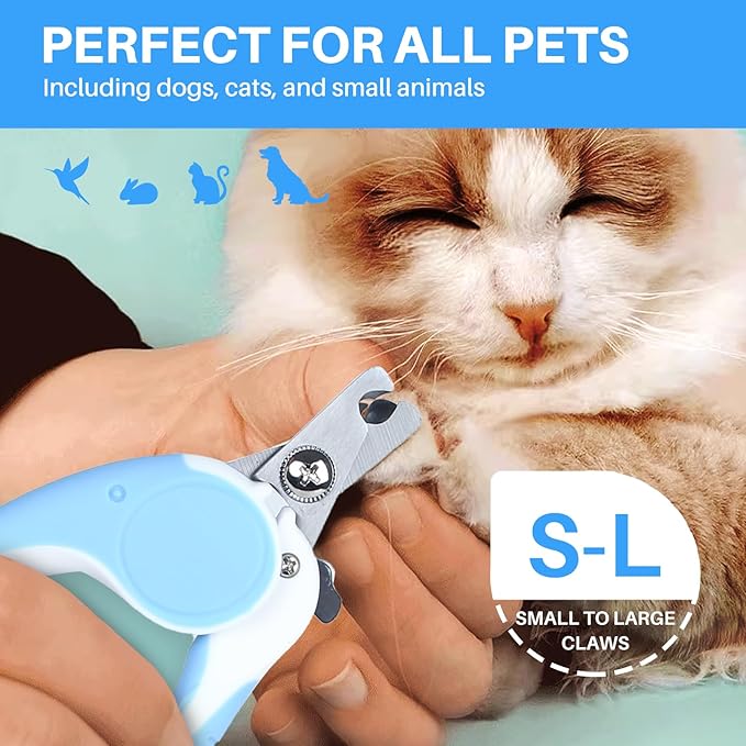 Pet Nail Clippers, Dog Nail Trimmers with Safety Guard to Avoid Excessive Cutting Nails, Dog Grooming Clippers has a Variety of Colors Suitable for Dogs, Cats and Other Pets(Blue)