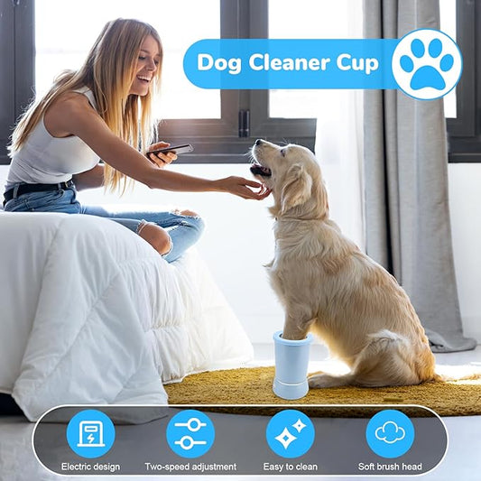 Dog Washer, Electric Dog Foot Washer with Two Speeds, Portable USB Rechargeable Dog Cleaner Cup, Automatic Cleaner for Dogs Small Medium Large Cats (Built in 600mAh Battery) (Blue)
