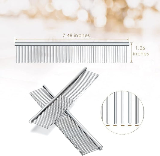 2 Pieces Macrame Comb and Tassel Brush Kit - Stainless Steel Combs for Pet Grooming, Macrame Fringe Cord and Supplies (Silver)