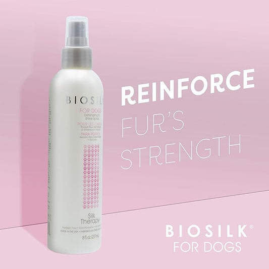 BioSilk Silk Therapy Detangling Plus Shine Protecting Mist for Dogs | Best Detangling Spray for All Dogs & Puppies for Shiny Coats and Dematting | 8 Oz - Pack of 6