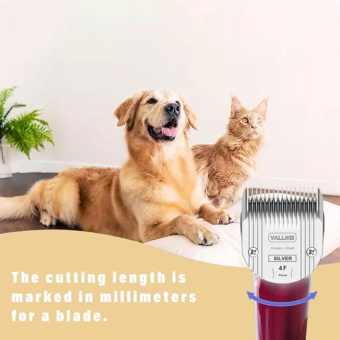 Detachable Adjustable Pet Dog Grooming Clipper 5-in-1 Blade Compatible with WAHL Professional Animal Blade Arco, Bravura, Chromado, Creativa, Figura, and Motion Pet, Dog, and Horse Clippers(4F)
