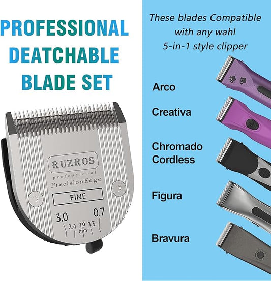 Pet Dog 5 in 1 Adjustable Standard Grooming Replacement Blade Compatible with Wahl Arco, Bravura,Chromado,Creativa,Figura,Motion,Bellissima and Li+ Pro Clippers (3 pcs)
