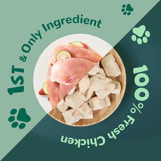 Freeze Dried Cat Treats, Raw Chicken Food for Dogs Cats, Single Ingredient, High Protein Natural Healthy Topper, 3.8 oz