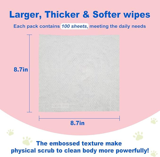 DR.EASY Super Caring Pet Wipes 100ct for Dogs and Cats, Cleans Ears, Face, Butt, Body and Eye Area – Convenient, Ideal for Home or Travel