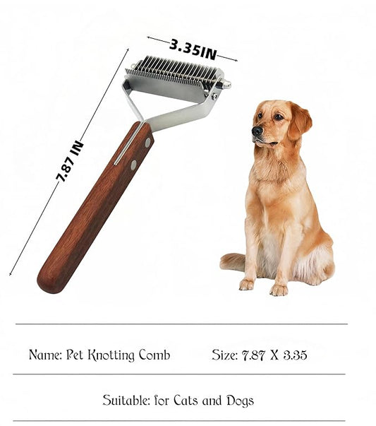 Dog Grooming Brush, 2-in-1 Deshedding Tool and Undercoat Rake for Long and Short Hair Dogs, Dematting Comb and Pet Hair Deshedder