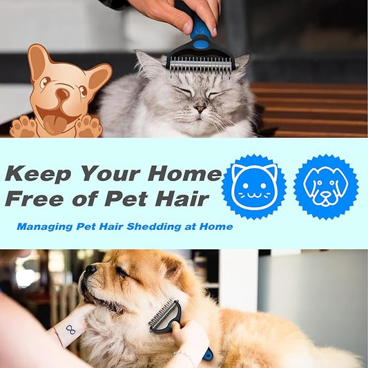 Dog Grooming Brush for Shedding Double Sided Shedding and Dematting Undercoat Rake Comb for Dogs and Cats Pet Dematting Tool for Small Medium Dogs and Cats 2 Pack