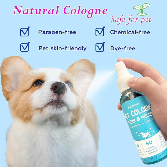 Pet Cologne, Pear & Melon Scent, Deodorize & Refresh, For Dogs, Cats, Puppies, 3.38 fl.oz (Sweet Melon & Pear)