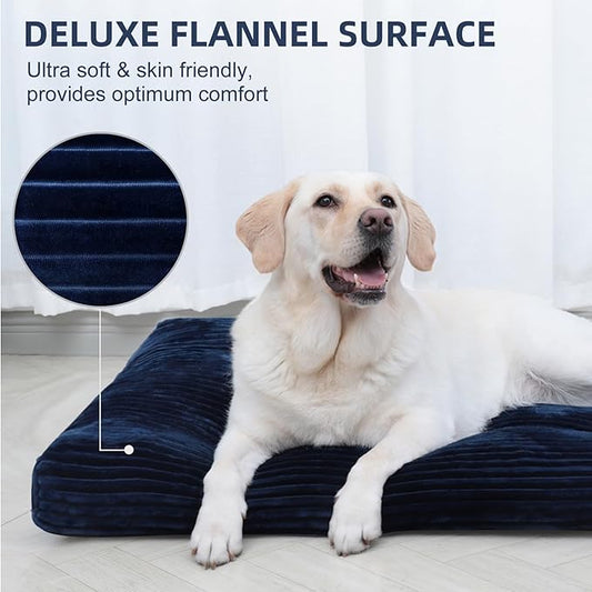 Dog Crate Bed Washable Dog Beds for Extra Large Dogs Deluxe Thick Flannel Fluffy Comfy Kennel Pad Anti-Slip & Anti-Scratch Pet Sleeping Mat, 41 x 27 Inch, Blue