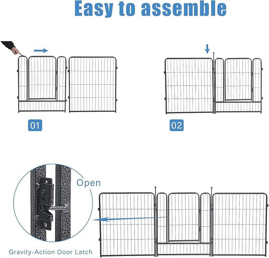 Dog Playpen, Dog Fences for The Yard, Portable Outdoor Dog Playpen for Large/Medium/Small Dogs, Foldable Metal Dog playpen, with Doors (24 Panels, 45")