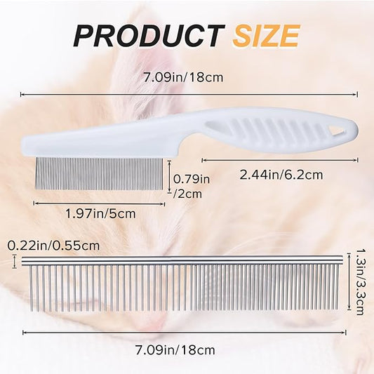 4 PCS Flea Combs Metal Comb for Dogs Tick Comb for Dogs Fine-Tooth Stainless Grooming Massage Combs Puppy Stainless Steel Pets Grooming Kit for Removing Mats Knots Loose Fur from the Undercoat