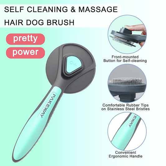 Pet Deshedding Brush Set, Undercoat Rake for Dogs & Cats - Double Sided Brush for Shedding and Dematting Comb Grooming Tool kit - Nail Clippers & Nail File Kit (4Pack)