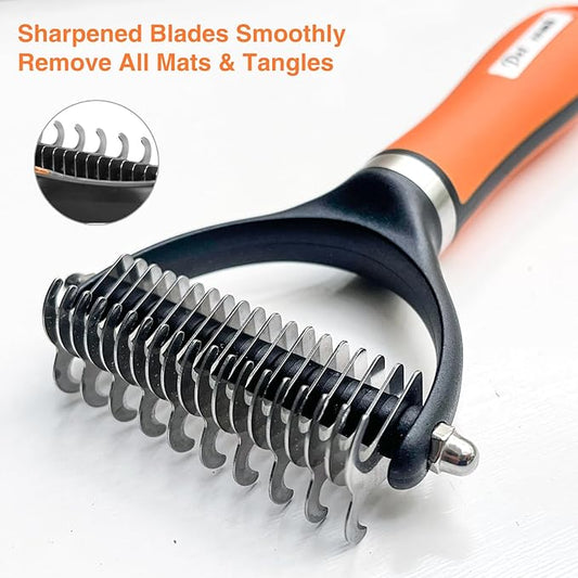 Dog Brush - Reduce Dog Shedding, Long Hair Dog Brush, Orange Set
