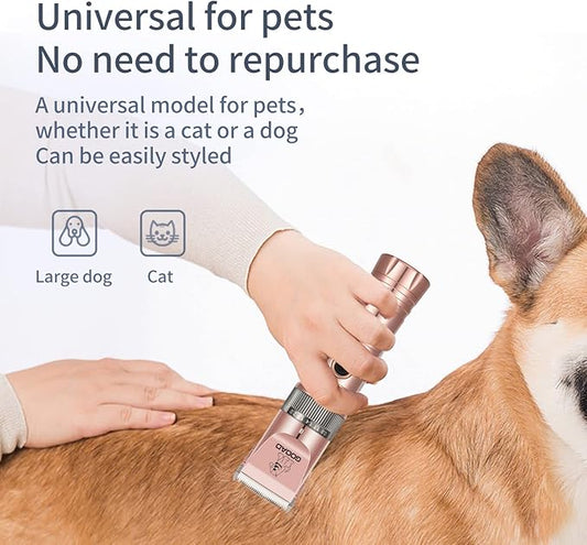 Dog Clippers for Grooming, Cordless,Low Noise, Electric Quiet,Rechargeable, Dog Trimmer Grooming Kit, Pet Hair Clippers for Thick Coats, Shaver for Small and Large Dogs Cats,Rose Gold