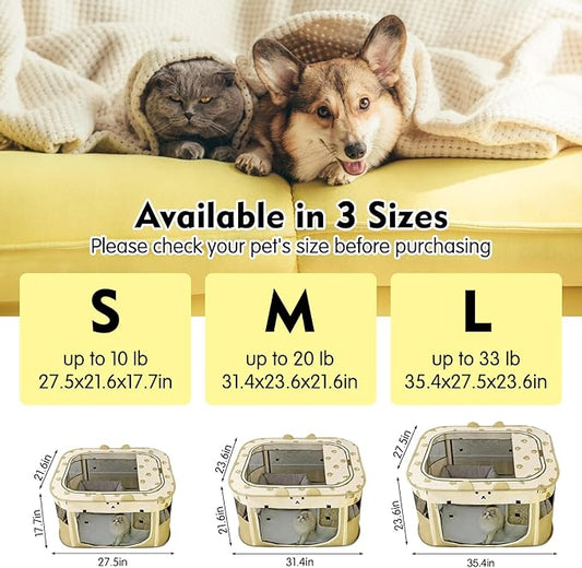 VCEPJH Portable Dog Playpen Foldable Pet Play Pen Collapsible Cat Tent Durable Puppy Crates Kennel Camping Doggy Playpen for Indoor Outdoor Travel Use Kitten Rabbit Animal(L)