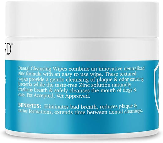 Dental Cleansing Wipes for Dogs, Cats, Horses and Companion Animals (100 Wipes), Light Blue/White