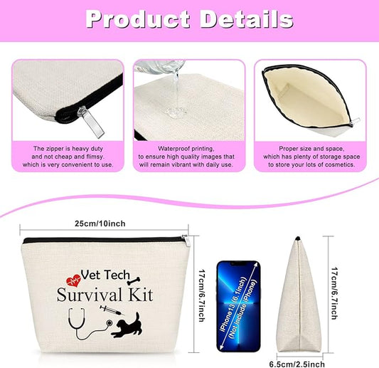 Appreciation Gift for Veterinarian Woman Vet Makeup Bag Vet Tech Gift Veterinary Technician Gift Cosmetic Bag Thank You Gift Birthday Christmas Gift for Veterinarian Medicine Graduation Gift for Her