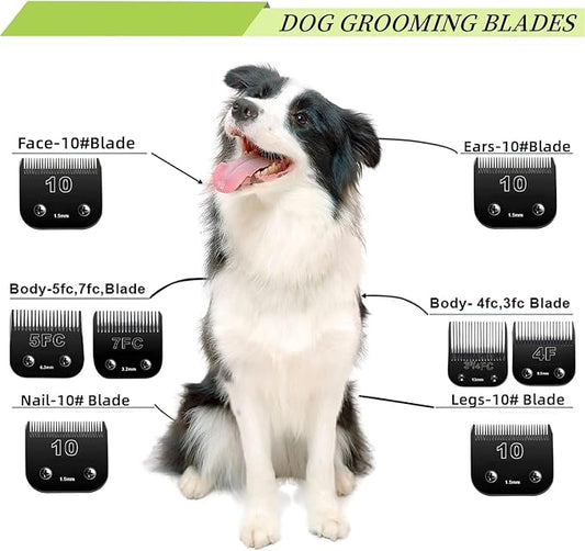 Detachable Pet Dog Clipper Blades,Compatible with Oster A5, Wahl KM Series Clippers,Made of Ceramic,Black,3 Pack (4FC 5FC 7FC)
