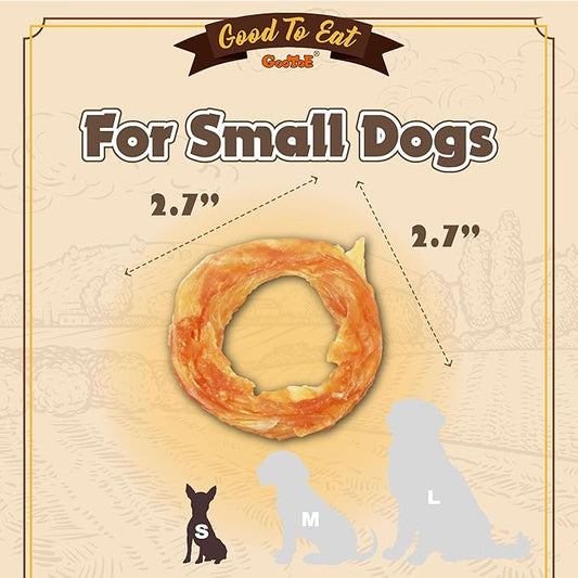 Gootoe Turkey Tendon Dog Treats, Ring (S) 6 Pieces per Pack, USA-Sourced Turkey Tendon, Natural Snack, Premium Puppy Chews, Hypoallergenic, Reseal Value Bags, Size for Small Dogs (Pack of 2)