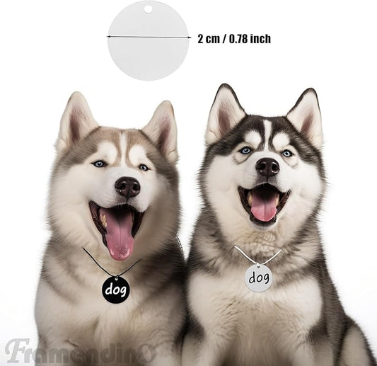 Framendino, Pet ID Tag Colorful Blank Round Double Sided Pets ID Tag Name Phone Number ID Tags Aluminum Charms