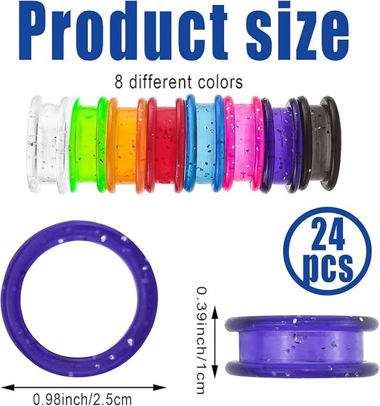 24 PCS Soft Silicone Scissors Finger Rings Dog Grooming Pet Shears Ring Thumb Inserts Finger Protector Ring Scissor Accessories for Barber Dog Hair Cutting Scissors (8 Colors)