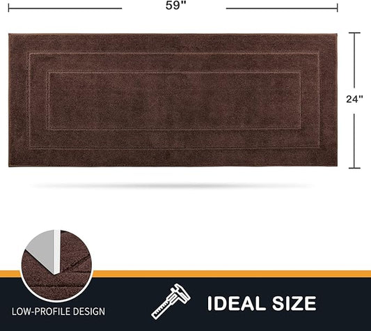 PURRUGS Dirt Trapper Door Mat 24" x 59.5", Non-Slip/Skid Machine Washable Entryway Rug, Dog Door Mat, Super Absorbent Welcome Mat for Muddy Wet Shoes and Paws, Brown