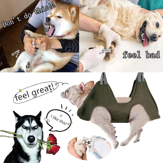 BLUECOW Nail Trimming Hammock for Dogs, 12 in 1 Dog Grooming Set, Restraint Bag Including Nail Clipper, Trimmer, Scissors, Nail File and Comb