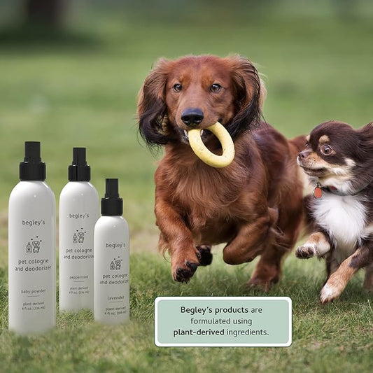 Begley's Pet Cologne and Deodorizer - Premium Essential Oil Dog Perfume Spray Long Lasting and Pet Odor Eliminator - Cat Perfume and Dog Cologne Spray - Baby Powder - 8 oz