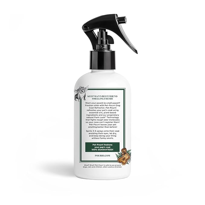 Pet-Pourri Dog Coat Deodorizing Spray – Plant Derived Ingredients – Vet Recommended – Fir + Amber + Cedarwood – Paraben & Sulfate-Free - Grooming perfume Spray for Dog Odor