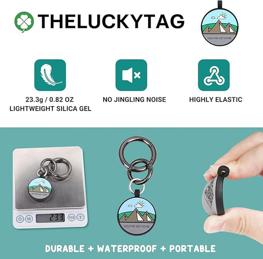 Upgraded Personalized Dog Tags Engraved with 3D QR Code for Dogs Cat Collar - Silicone Silent Pet Tag - Create Online Profile No APP Requirement (Green-Mountain-Black QR)