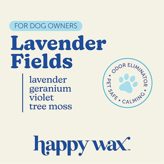 Happy Wax Lavender Fields Scented Wax Melts for Dog Owners – Odor Eliminating, Calming, Pet-Safe, Non-Toxic, Dye-Free, Perfect for Use with Wax Warmers - 4 oz Pouch