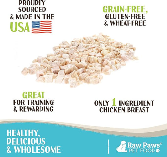 Raw Paws Freeze Dried Chicken Breast Treats, 4-oz, Made in USA - Natural Chicken Dog & Cat Treats