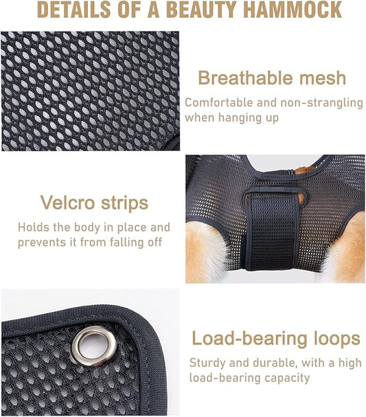 Pet Grooming Hammock for Dogs & Cats with Nail Clippers/Nail Trimmers/Scissors/Toothbrush, Dog Grooming Harness for Nail Trimming Pet Home Grooming Assistant 14-Piece Set (S)