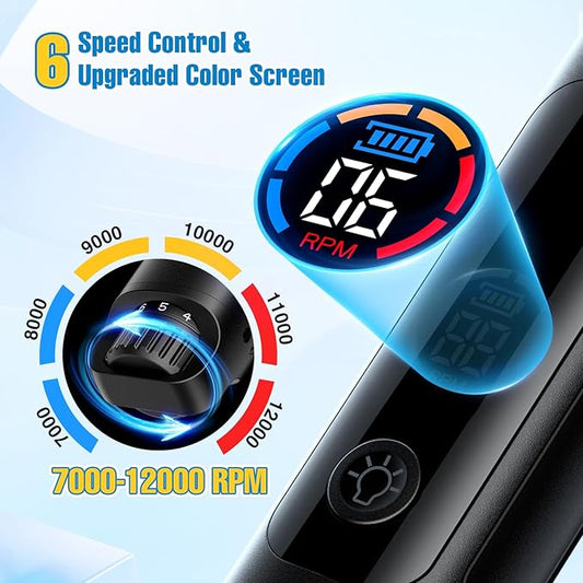 Dog Nail Grinder, 6-Speed Quiet Electric Dog Nail Trimmers, Dog Nail Clippers with File for Small Medium Large Dogs, Cats, Rechargeable Pet Paw Grooming Supplies Kit, 2 Grinding Wheels (Black)