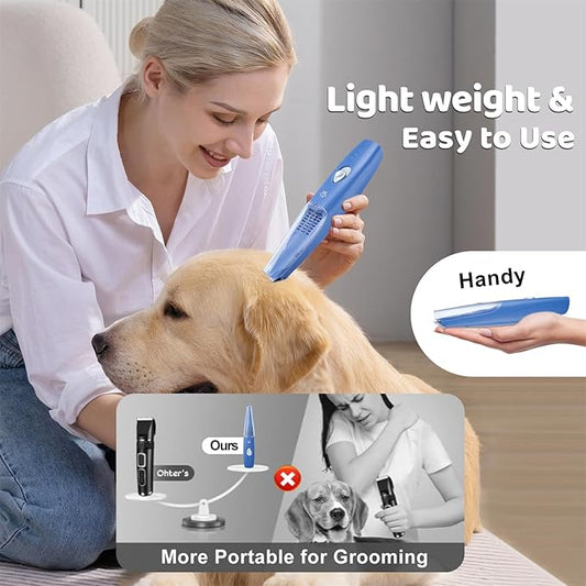 Dog Cat Home Hair Clipper Vacuum Portable Electric USB Rechargeable Pet Grooming Tools,Blue
