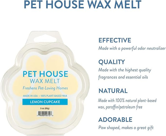 One Fur All Pet House Spring and Summer Wax Melts for Pet Odor, Natural, Plant Based Soy Wax Melts, Long Lasting Fragrance for Fresh Smelling Homes, Lemon Cupcake