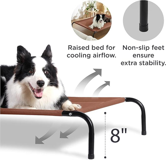 Bedsure Elevated Raised Cooling Cots Bed for Large Dogs, Portable Indoor & Outdoor Pet Hammock with Skid-Resistant Feet, Frame with Breathable Mesh, Terracotta, 49 inches