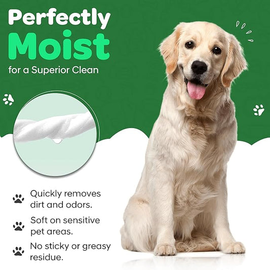 Pet Wipes for Dogs - Twin Pack - 160 Count | Dog Wipes for Cleaning and Deodorizing | Extra Large, Strong and Chemical Free | in Between Bath Dog Wipe for Paws, Butt & Body