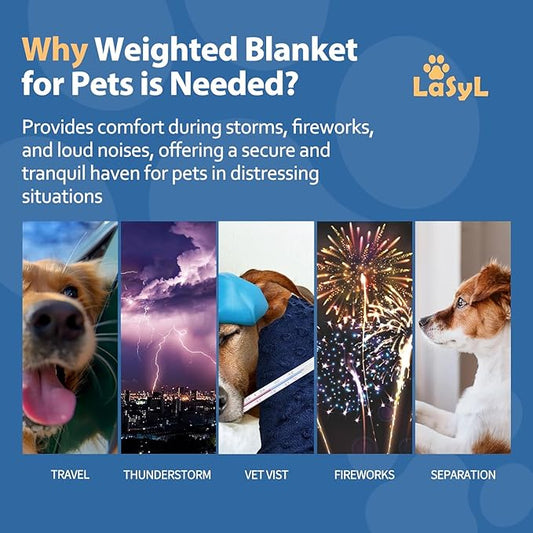 LaSyL Weighted Blanket for Pets | Thunder Blanket for Dogs Anxiety | Premium Soft Minky | Relaxation & Calming & Anti Anxiety | Blue Grey Star, Washable Large 40" L x 47" W