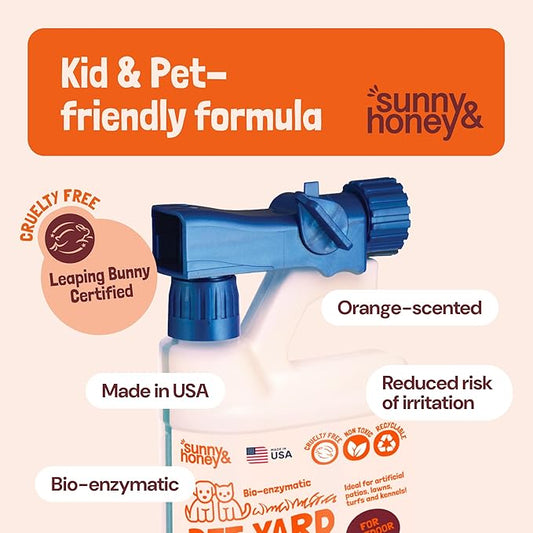Sunny & Honey Turf Cleaner For Pet Urine Outdoor - Kid & Pet Safe - Artificial Grass Dog Urine Cleaner - Long Lasting Scent - Artificial Grass Cleaner - All Outdoor Surfaces - Orange, 32oz