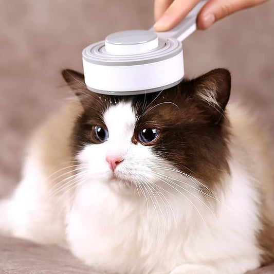 Self Cleaning Slicker Brush for Cat or Dog, Pet Grooming Brush for Long or Short Hair, Dog comb For One Button Gently Removes Loose Undercoat and Shedding Hair (Gray)