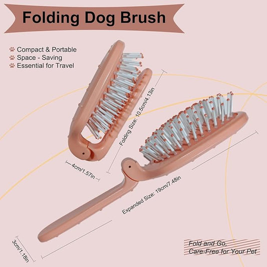 Foldable Cactus Puppy Brush Small Dogs Soft Bristles Grooming Tool Yorkie Shih Tzu Maltipoo Maltese (Pink)