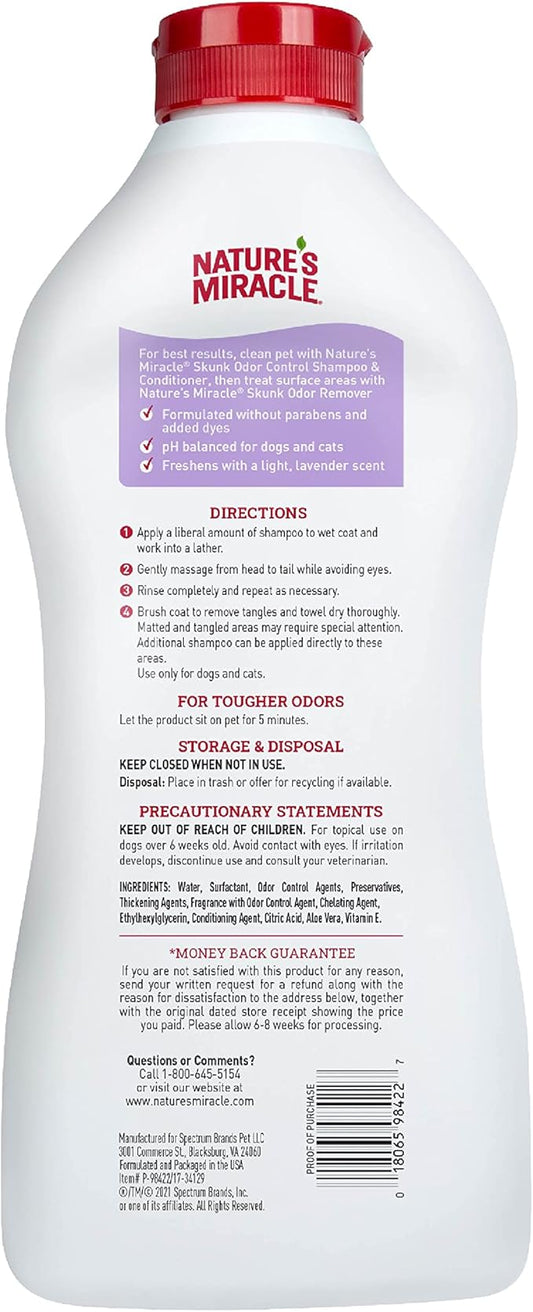 Nature's Miracle Skunk Odor Control Shampoo & Conditioner Lavender Scent 32 Ounces, Odor Control Formula (Pack of 2)
