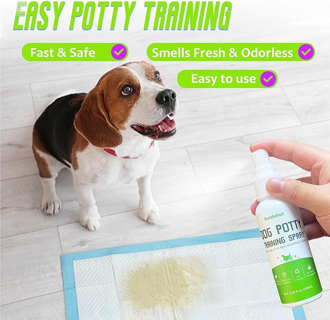 Dog Potty Training Spray & Dog Deodorant Spray, Assisted Puppy Potty Training,Eliminate Dog Urine Odor, (3.38 Fl Oz Spray Set)