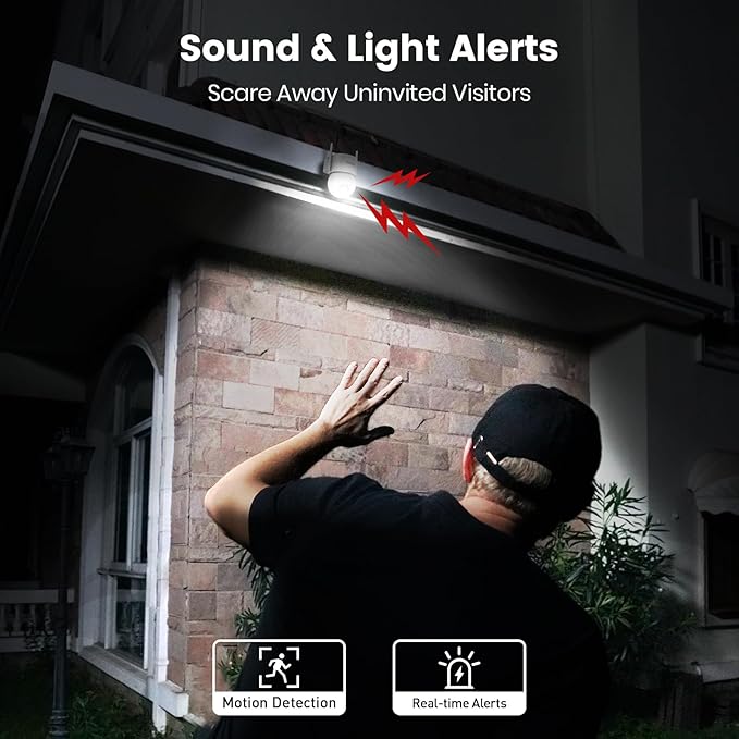 AOSU 3K Wired Security Camera Outdoor - Smart 24/7 Recording WiFi Camera for Home Security w/Sound Light Alerts, 360° View, Auto-Tracking, Camara de Seguridad para Casa (2.4Ghz WiFi Only)