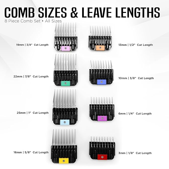 A5 Clipper Stainless Steel Comb Set – Grooming Guide Combs for Dogs, Cats & Horses – Fits Detachable Blades #10, #15, #30 – Not Compatible with 5-in-1 Clippers