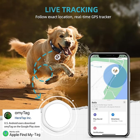 Dog Tracker-Airtag Dog Collar-Android Airtag-GPS Tracker for Dogs-Pet Tracker | Android and iOS Universal | No Charging Required | No Monthly Fee