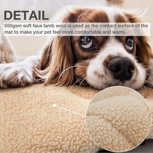 Dog Crate Pad,Machine Washable&Waterproof Dog Bed Mat,Reversible Dog Sleeping Bed,Kennel Bed for Medium/Large Dog,Cage Cushion,Beige